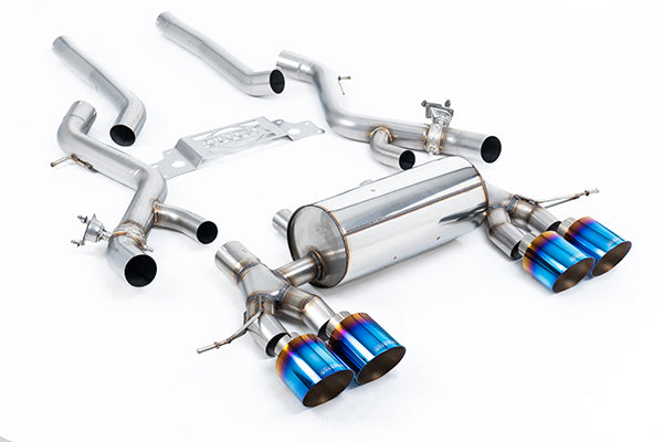 Milltek SSXBM1304 BMW Secondary Cat-Back System - Non-Resonated With GT-115 Burnt/Blue Titanium Trims