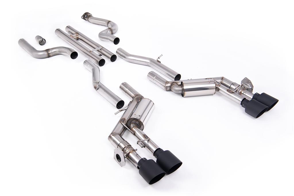 MillTek-SSXCH101-Cat-back H-Pipe Valved System with Quad GT-115 4.5' Cerakote Black Tips | ML Performance Car Parts