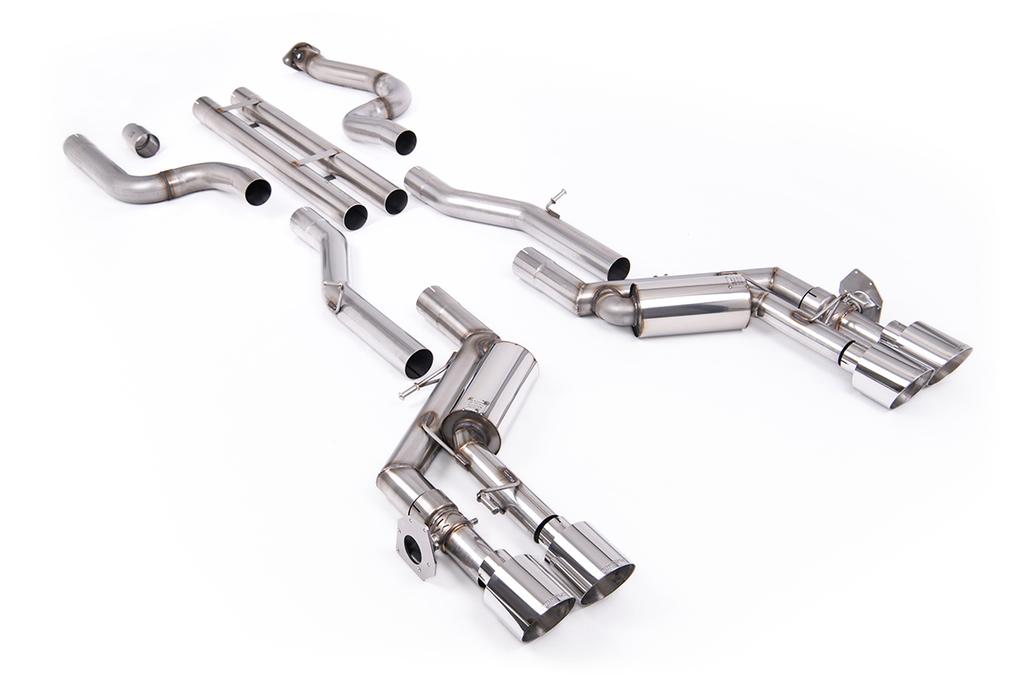 MillTek-SSXCH105-Cat-back Unbalanced Straight Center Valved System with Quad GT-115 4.5' Polished Tips | ML Performance Car Parts