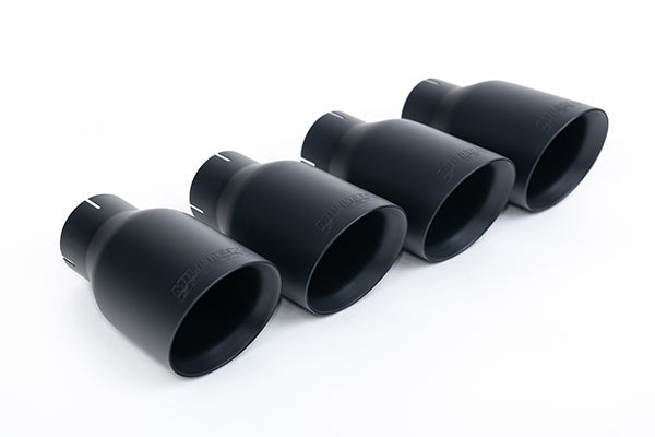 Milltek SSXFD435 Ford Dual Quad Outlet With Active Valves Resonated With Gt-100 Cerakote Black Trims (Inc. Mustang)