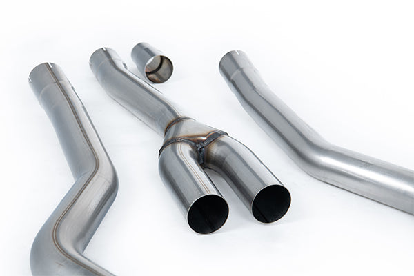 Milltek SSXFD438 Ford Dual Quad Outlet With Active Valves Non-Resonated With Gt-100 Burnt/Blue Titanium Trims (Inc. Mustang)