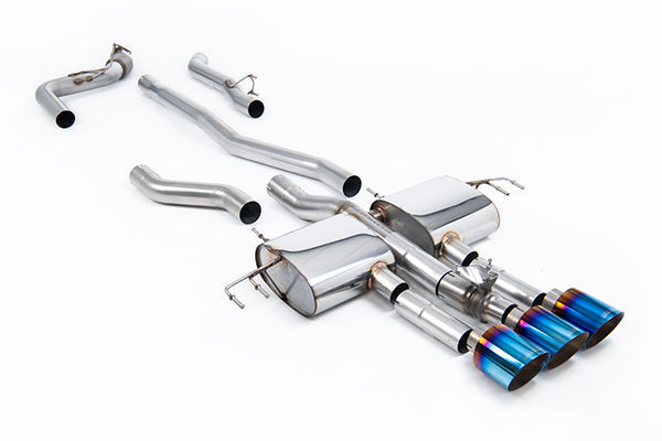 Milltek SSXHO308 Honda / Acura Cat-Back Non-Resonated (Loudest) With 3 X GT-115 Burnt/Blue Titanium Trims (Inc. Integra)