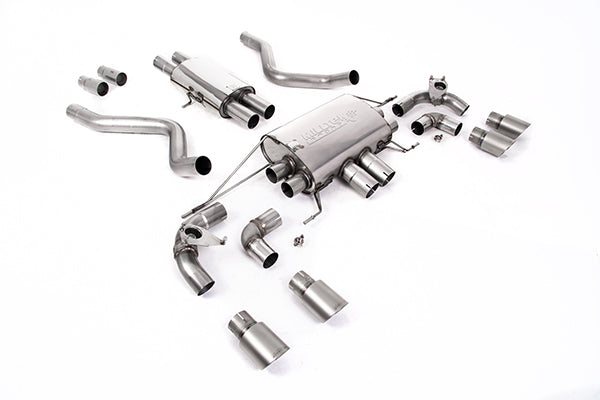 Milltek SSXLR171 Land Rover / Range Rover Cat-Back Valved System With Quad GT-90 Burnt Titanium Trims - Resonated (Inc. Defender)
