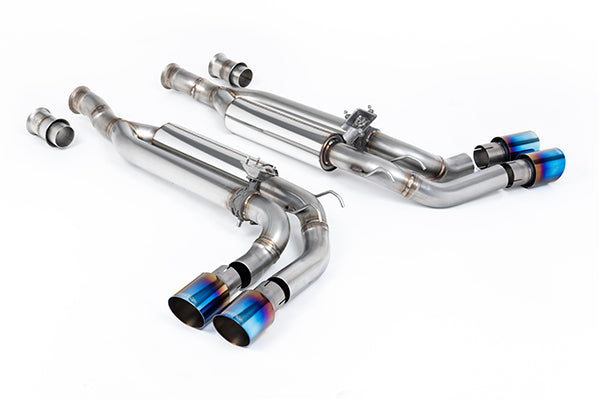 Milltek SSXMZ162 Mercedes Cat-Back Valved With Burnt/Blue Titanium GT-90 Trims (Inc. G-Class)