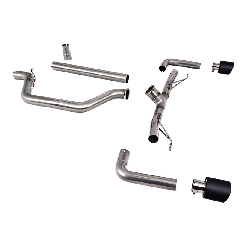 MillTek SSXVW682 VW Golf Race System - 80mm OPF/GPF Back System with Carbon Fibre Jet-115 Trims