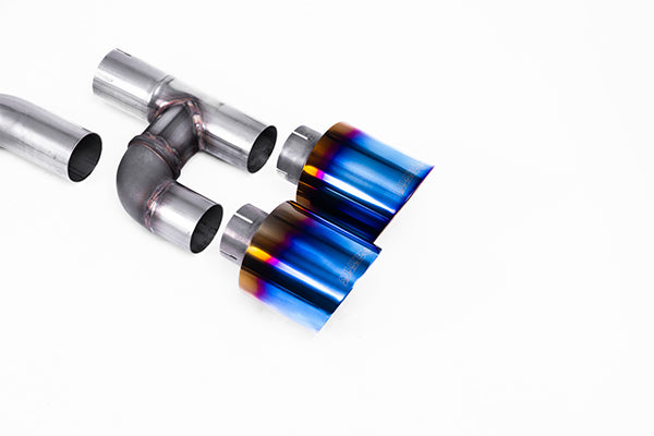 Milltek SSXVW698 Volkswagen Cat-Back Golf R Style - Road+ With Burnt / Blue Titanium GT-115 Tips (Inc. Golf)