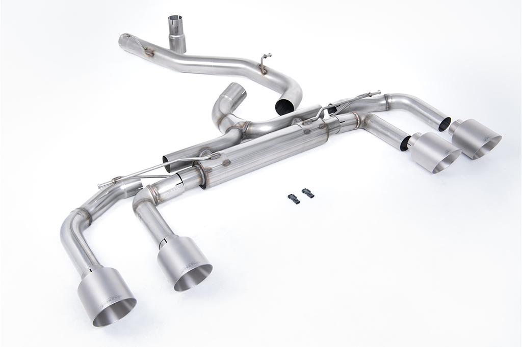MillTek-SSXVW704-Cat-back 80mm / 3.15 inch System - Race Non Valved (Loudest) with Titanium GT-115 Trims | ML Performance Car Parts