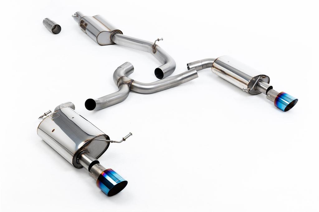 MillTek-SSXVW755-Cat-back Resonated (Quieter) with Burnt Titanium GT-100 Trims | ML Performance Car Parts