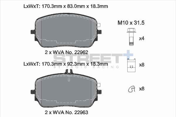 PAGID Racing T8288SP2001 STREET+ Brake Pads