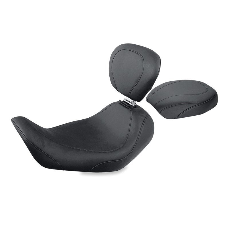 Mustang Motorcycle Mustang 06-17 Harley Dyna Wide Tripper Solo Seat w/Driver Backrest - Black
