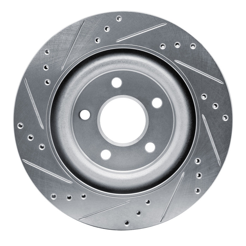 R1 Concepts R1 06-08 Jaguar S-Type Rear Right Drilled & Slotted Silver Brake Rotor