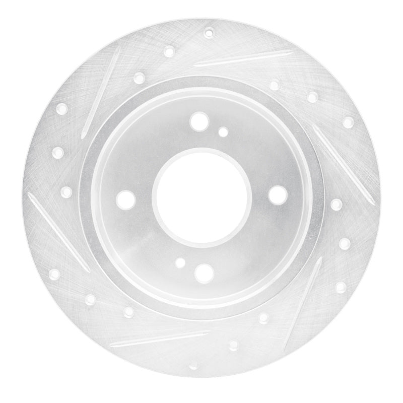 R1 Concepts R1 89-98 Nissan 240SX Rear Right Drilled & Slotted Silver Brake Rotor