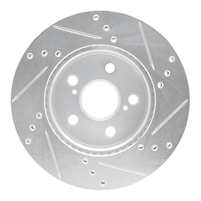 R1 Concepts R1 16-22 Toyota Prius Front Left Drilled & Slotted Silver Brake Rotor