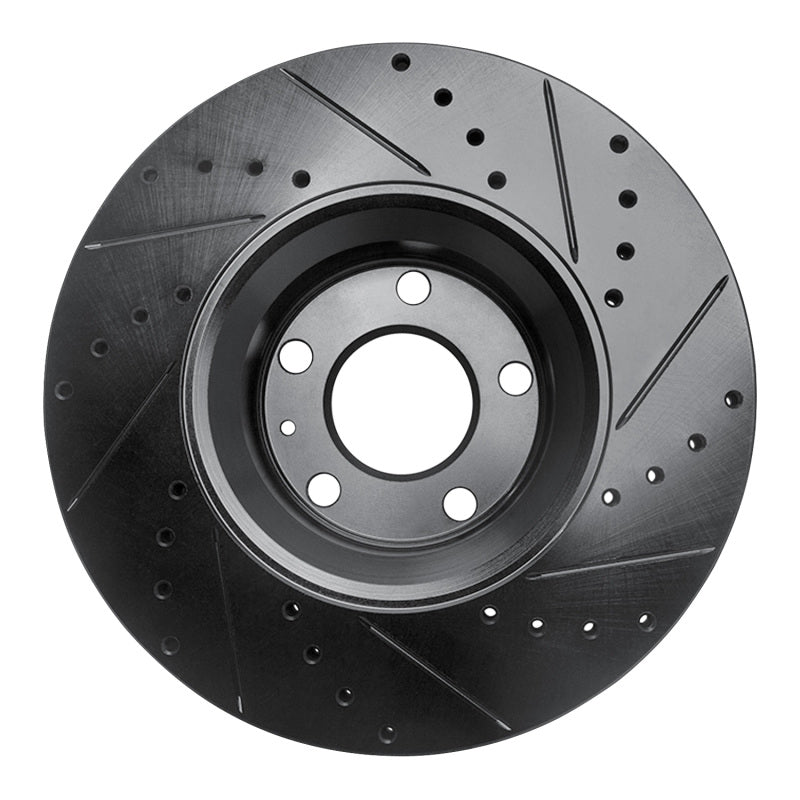 R1 Concepts R1 05-11 Audi A6 Quattro Front Left Drilled & Slotted Black Brake Rotor