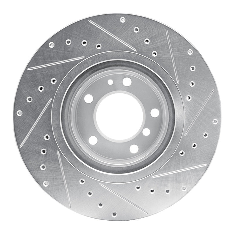 R1 Concepts R1 93-97 BMW 850CI Front Left Drilled & Slotted Silver Brake Rotor