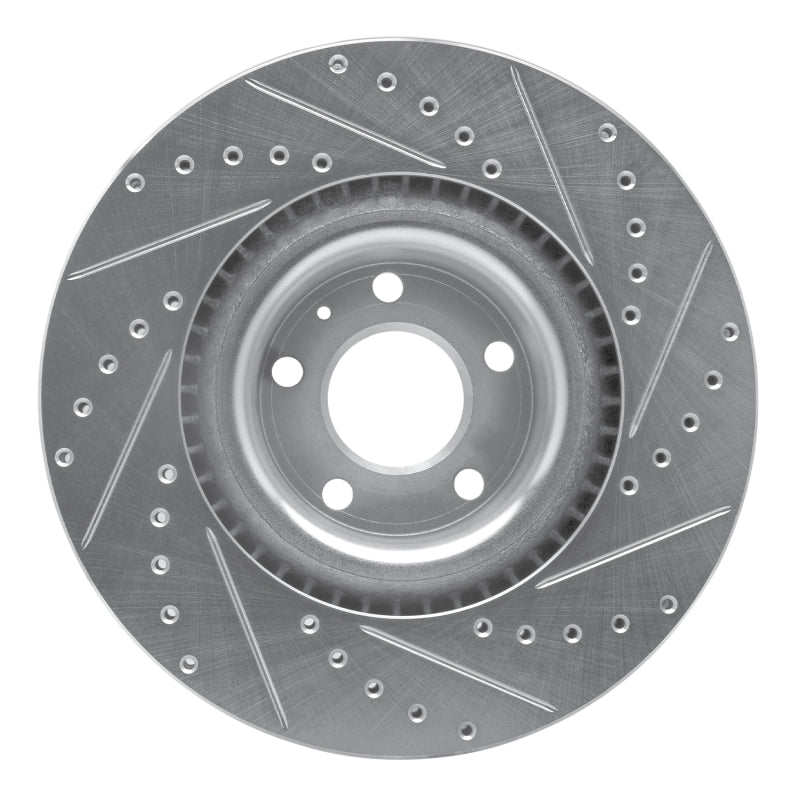 R1 Concepts R1 04-09 Audi S4 Front Left Drilled & Slotted Silver Brake Rotor