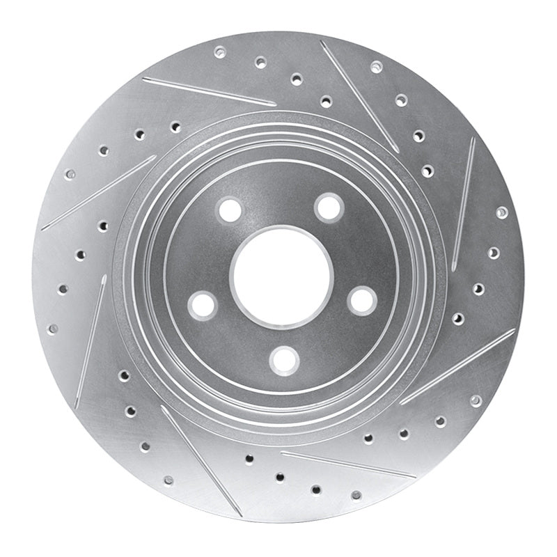 R1 Concepts R1 06-10 Jeep Grand Cherokee Rear Left Drilled & Slotted Silver Brake Rotor