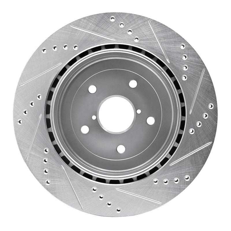 R1 Concepts R1 05-07 Subaru Impreza Rear Left Drilled & Slotted Silver Brake Rotor