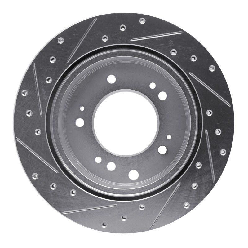 R1 Concepts R1 07-09 Kia SORENTO Rear Right Drilled & Slotted Silver Brake Rotor