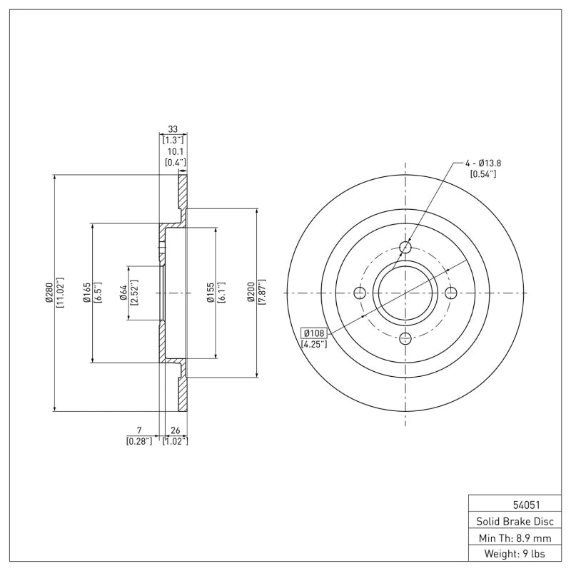 DFC 02-04 Ford Focus Rear Brake Rotor