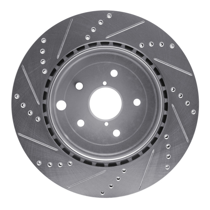 R1 Concepts R1 18-25 Subaru WRX STI Rear Right Drilled & Slotted Silver Brake Rotor