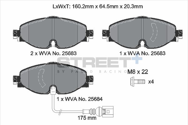 PAGID Racing T8122SP2001 STREET+ Brake Pads