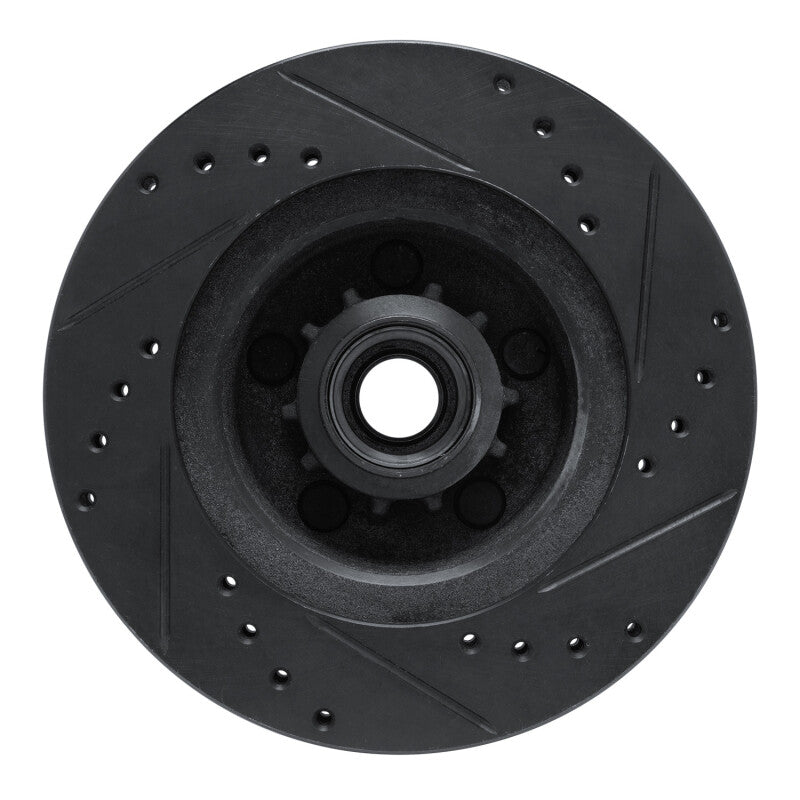 R1 Concepts R1 70-72 Dodge Challenger Front Left Drilled & Slotted Black Brake Rotor