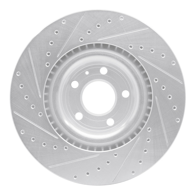R1 Concepts R1 04-09 Audi S4 Front Right Drilled & Slotted Silver Brake Rotor