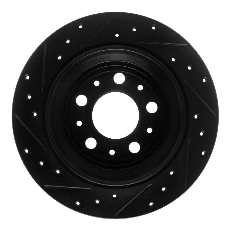 R1 Concepts R1 99-00 Volvo V70 Rear Right Drilled & Slotted Black Brake Rotor