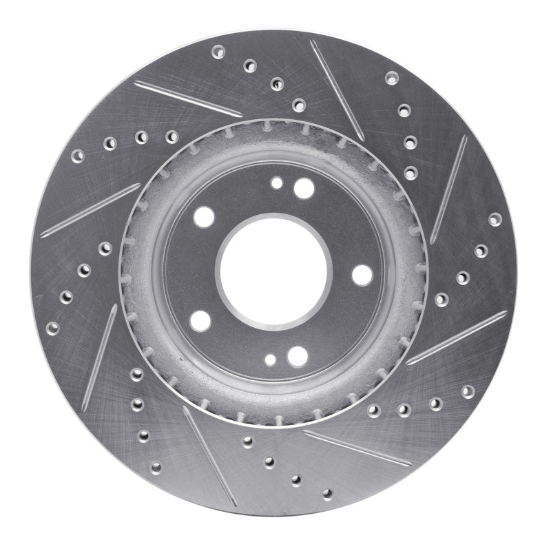 R1 Concepts R1 15-25 Hyundai Kona EV Front Left Drilled & Slotted Silver Brake Rotor