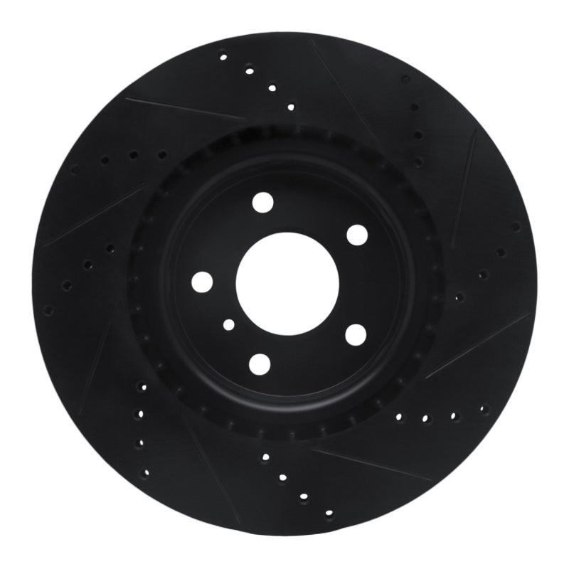 R1 Concepts R1 03-08 Infiniti G35 Front Left Drilled & Slotted Black Brake Rotor