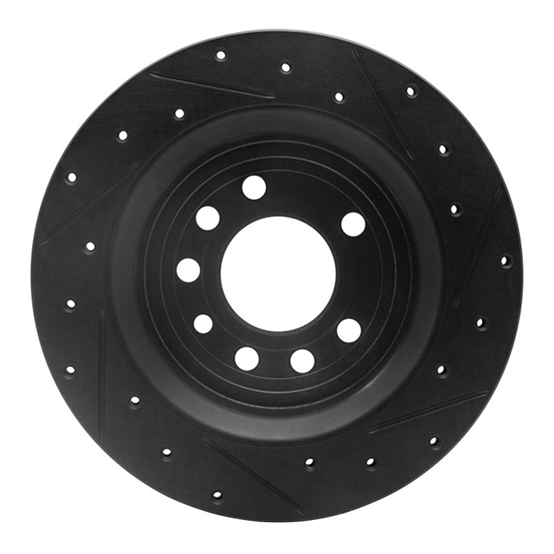 R1 Concepts R1 08-11 Saab 9-3 Rear Left Drilled & Slotted Black Brake Rotor
