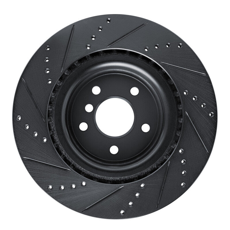 R1 Concepts R1 16-24 Jaguar XF Rear Right Drilled & Slotted Black Brake Rotor