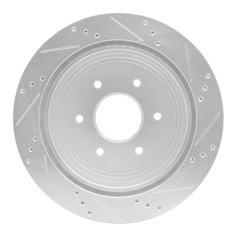 R1 Concepts R1 17-24 Nissan Titan Rear Left Drilled & Slotted Silver Brake Rotor