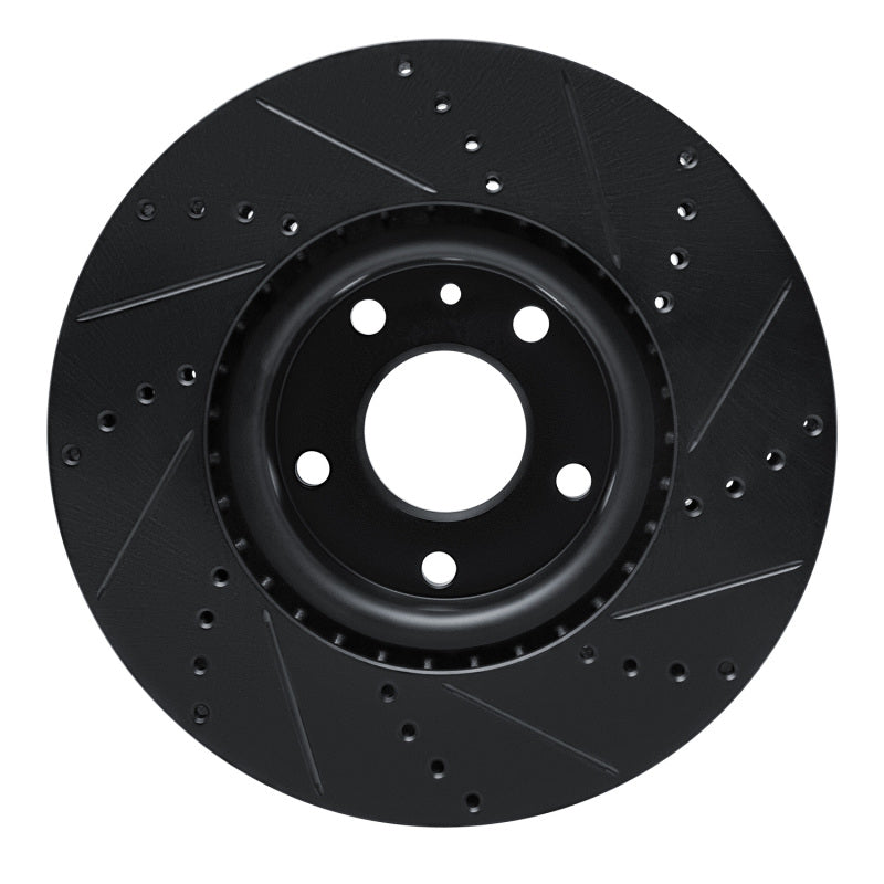 R1 Concepts R1 14-19 Chevrolet Corvette Front Left Drilled & Slotted Black Brake Rotor