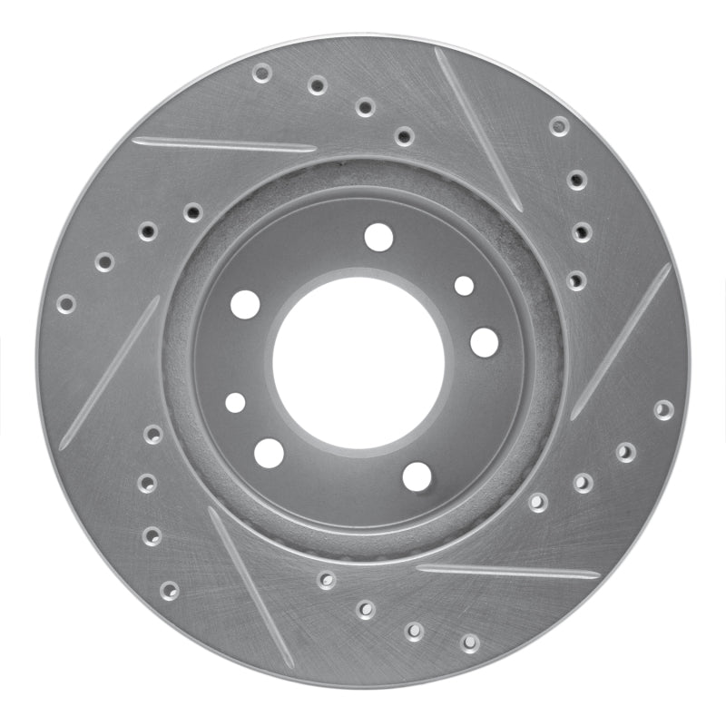 R1 Concepts R1 86-91 Mazda RX-7 Front Left Drilled & Slotted Silver Brake Rotor