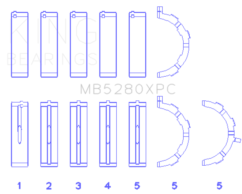 King Engine Bearings Ford 4.6L/5.4L V8 SOHC Performance Coated Main Bearing Set - Size STD