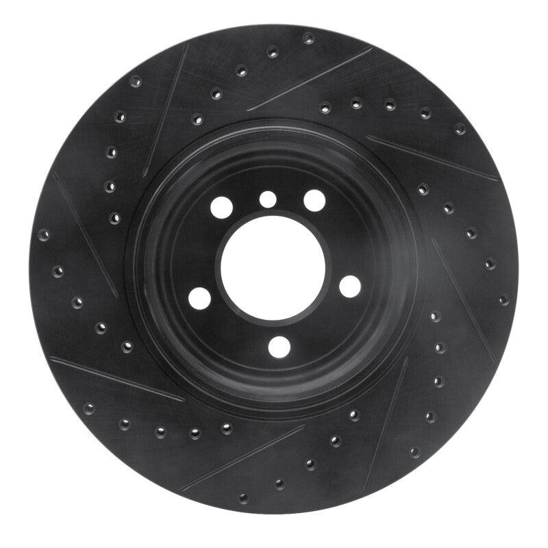 R1 Concepts R1 05-08 BMW 760I Rear Right Drilled & Slotted Black Brake Rotor