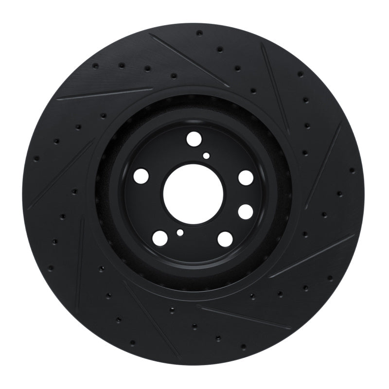 R1 Concepts R1 11-25 Lexus IS200T Left Front Drilled & Slotted Black Brake Rotor