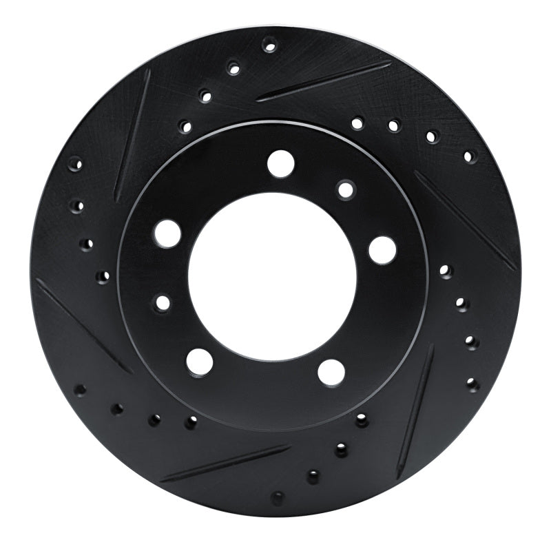 R1 Concepts R1 87-88 Nissan Van Front Left Drilled & Slotted Black Brake Rotor