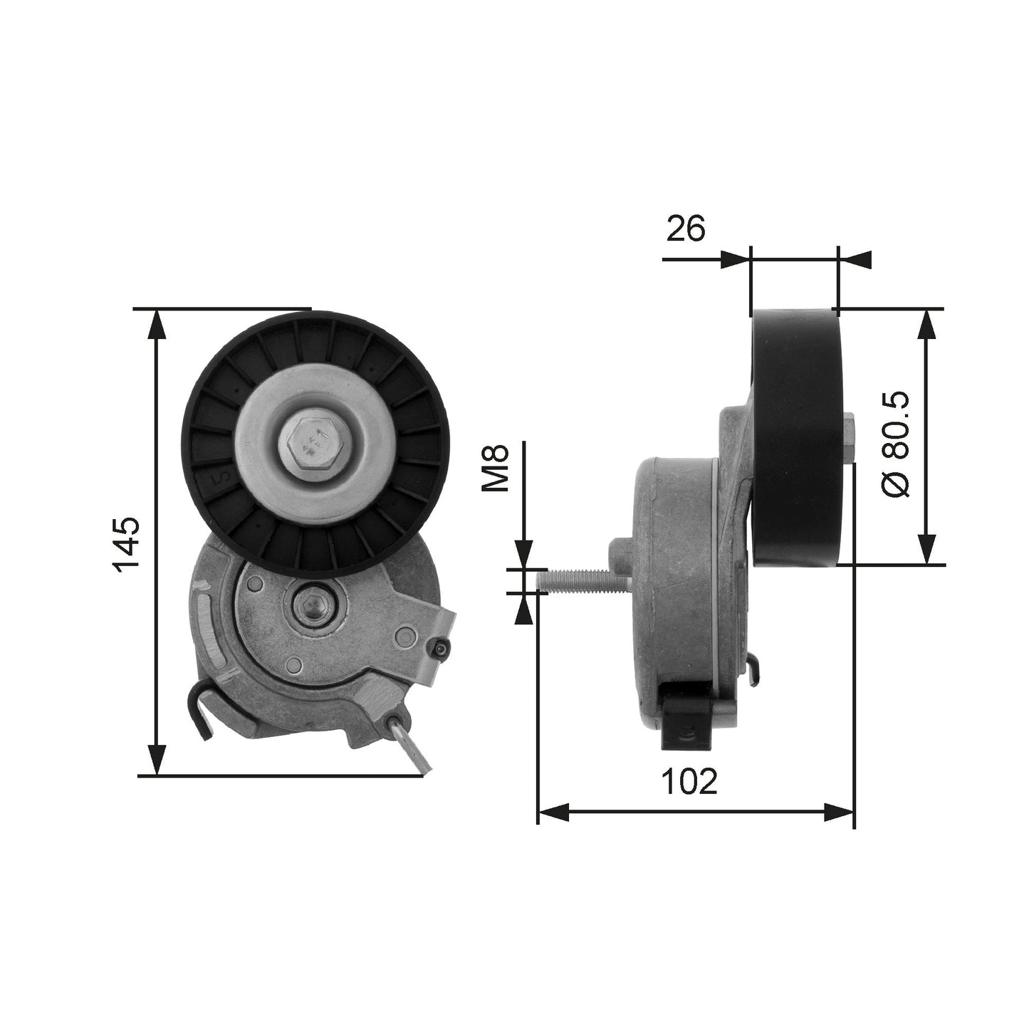 GATES GATT38473 V-Ribbed Belt Tensioner Pulley
