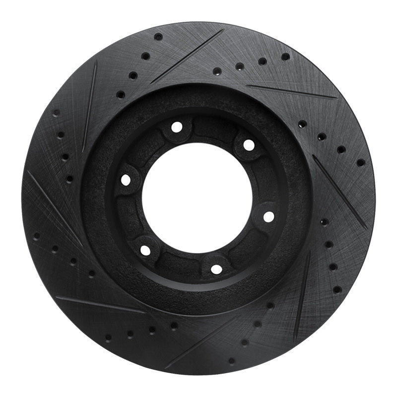 R1 Concepts R1 93-97 Lexus LX450 Front Right Drilled & Slotted Black Brake Rotor