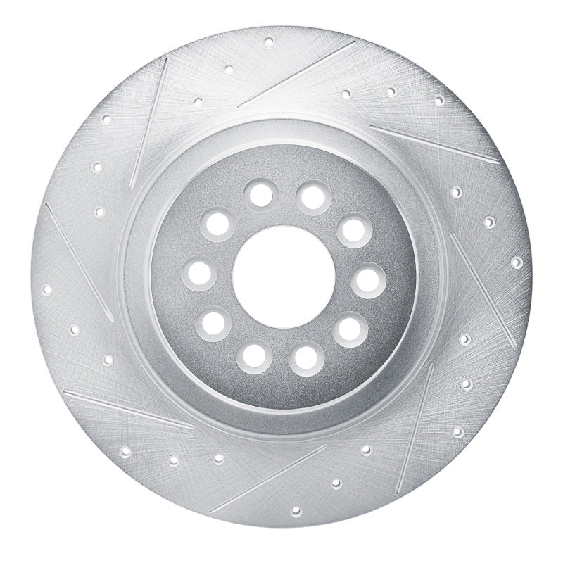R1 Concepts R1 03-05 Jaguar S-Type Rear Left Drilled & Slotted Silver Brake Rotor
