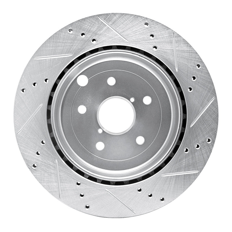 R1 Concepts R1 08-20 Subaru Impreza Rear Left Drilled & Slotted Silver Brake Rotor