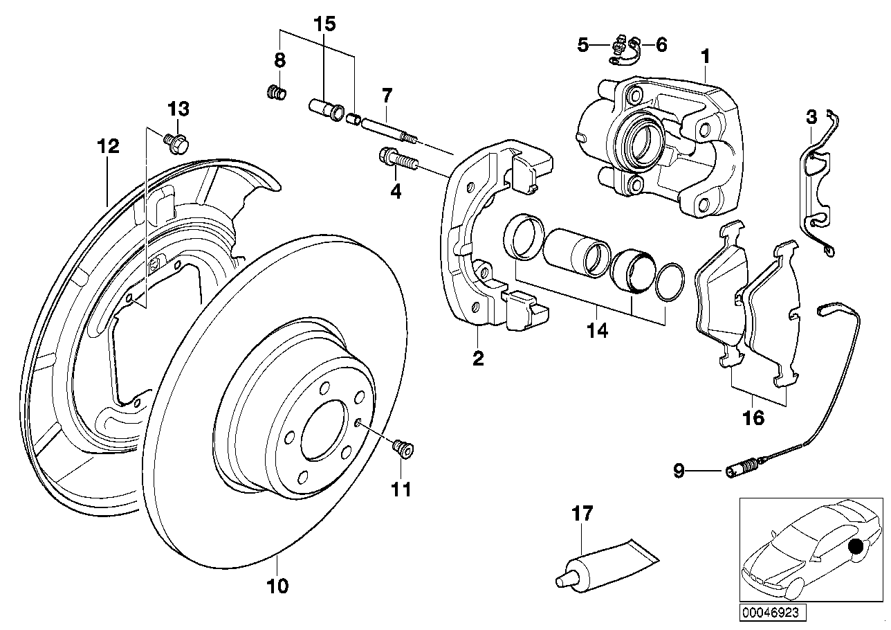 Genuine BMW 34211163333 E38 Caliper Housing Left (Inc. 740d, 750iL & 750iLP)