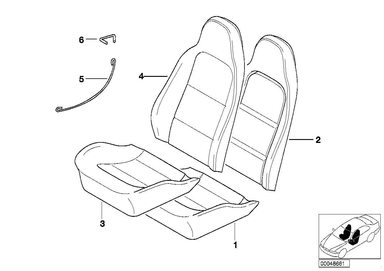 Genuine BMW 52107035384 E36 Cover Backrest Leather Right V3,V4PB BLAU (Inc. Z3 2.5i, Z3 2.0 & Z3 2.2i)