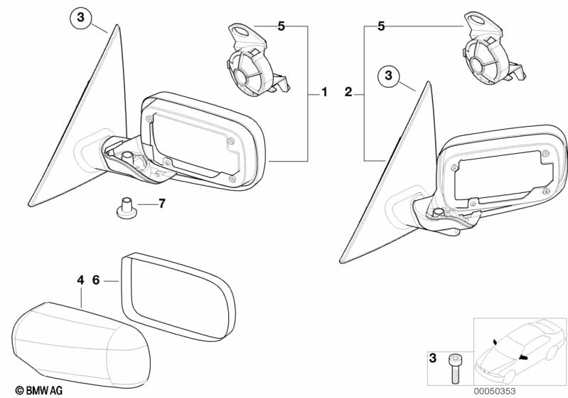 Genuine BMW 51167003426 Outside Mirror Heated With Memory,Right