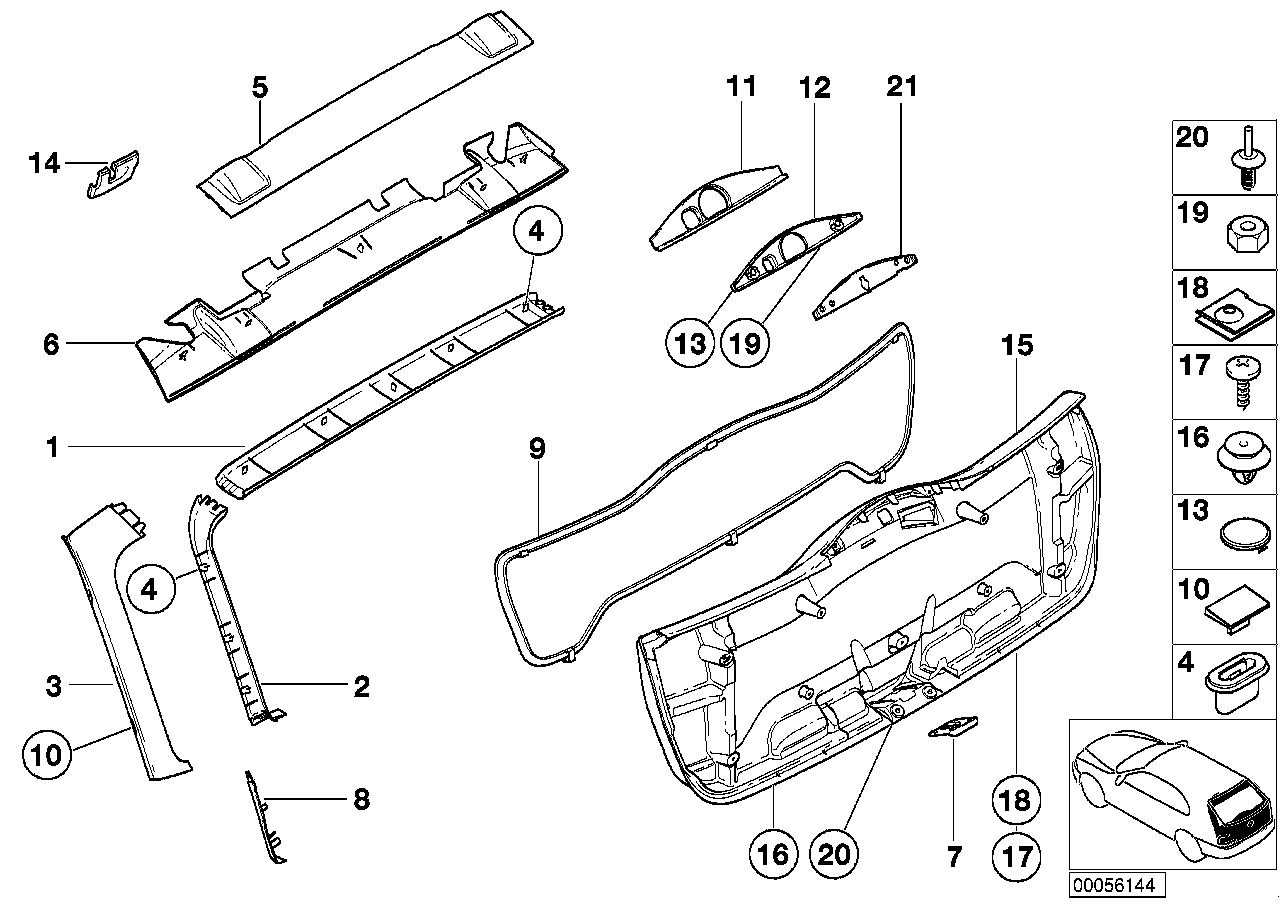 Genuine BMW 51498259857 E46 Trim Panel SCHWARZ (Inc. 330xd, 328i & 330i)