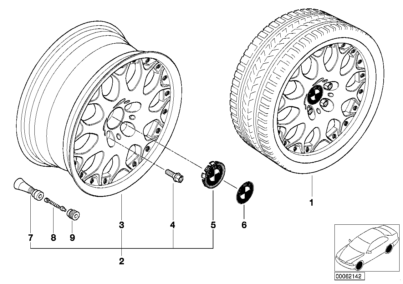 Genuine BMW 36116756231 E39 Two-Piece Light Alloy Rim 8JX17 ET:20 (Inc. 520d, 535i & 525i)