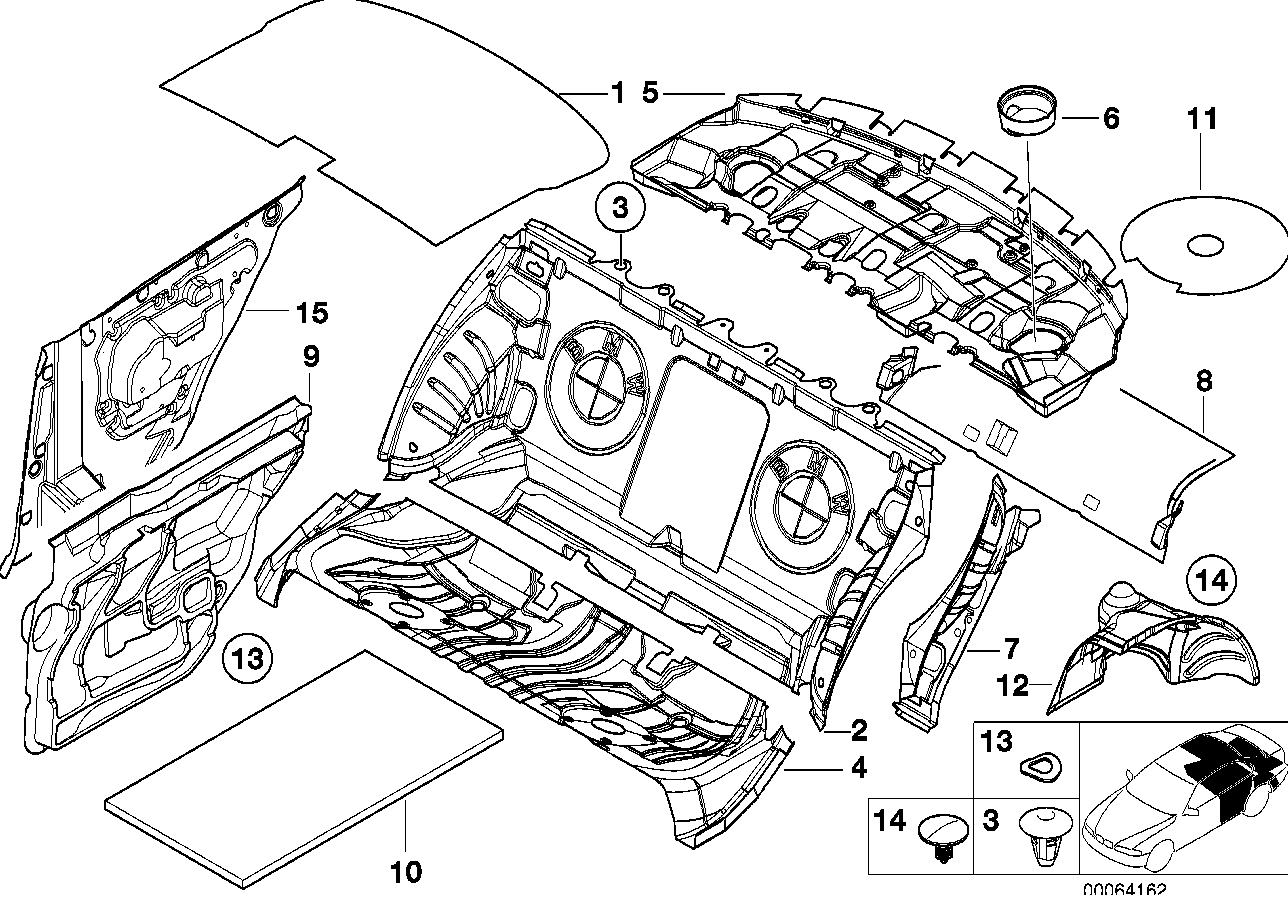 Genuine BMW 51488204056 E46 Sound Insulation For Upper Partit.Trunk (Inc. 330Ci, M3 & 323Ci)